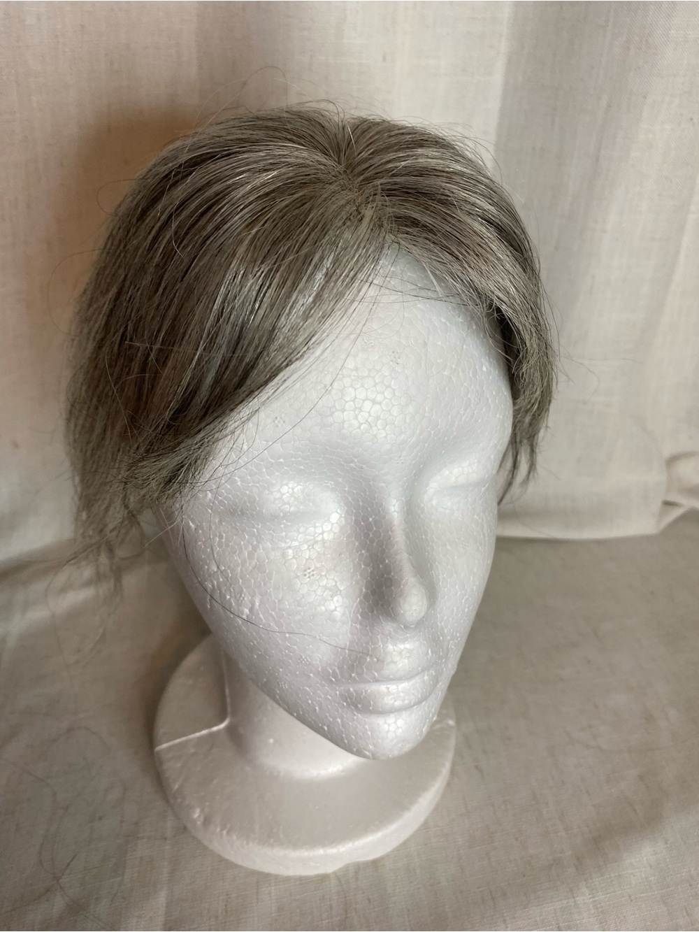 Light Ash salt and pepper Real human hair Topper Clip-In Fringe Hairpiece